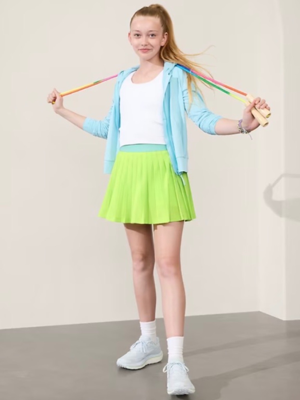 Chartreuse Athleta Girl Skort with built in shorts size 8-10